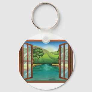 Rio com um chaveiro da janela aberta