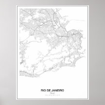 Rio de Janeiro, Brasil, Poster de Mapa Minimalista