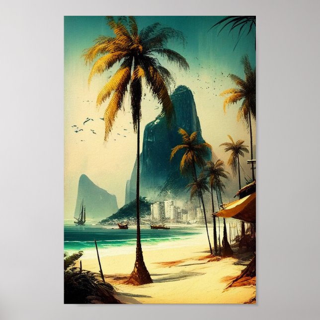 Rio de Janeiro, Poster de Palm Trees Wall Art (Frente)