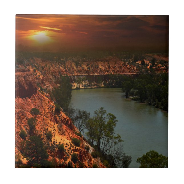 Rio Murray Austrália Sunset, Azulejo cerâmico (Frente)