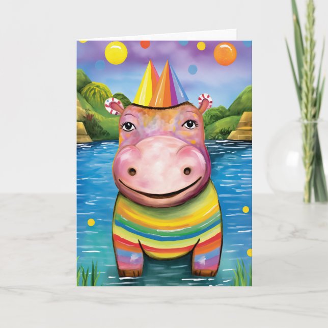 Rio Revela Hippo: Cartão de Aniversário de criança (Frente)
