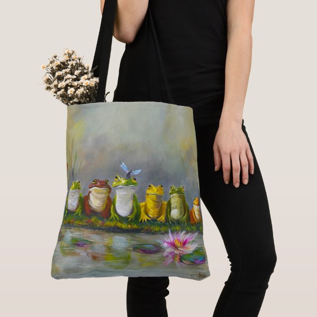 Rio Ribbit - Bolsa Tote Pintada (Close Up)