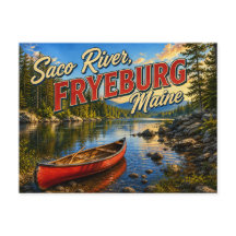 Rio Saco Fryeburg Maine Cartão Postal Nostálgico