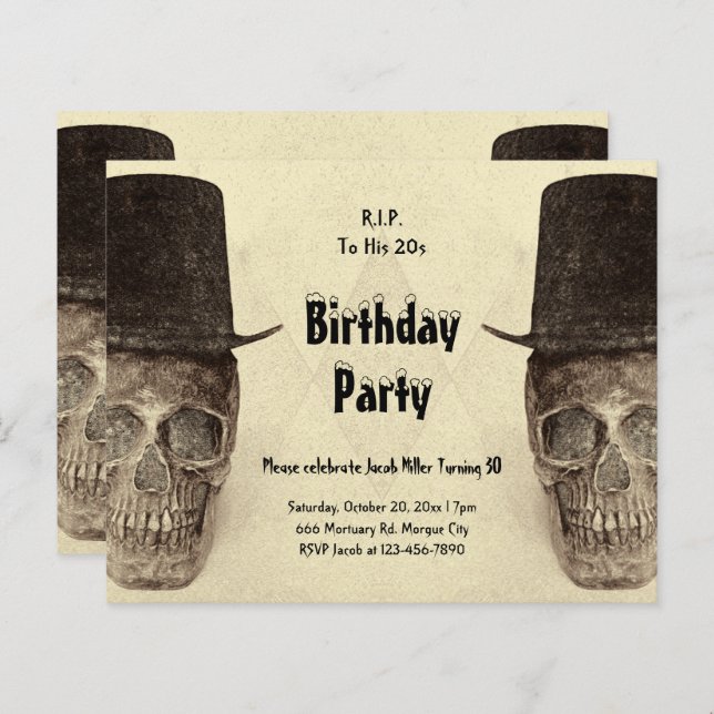 RIP para seu orçamento de 20 anos de Skull Top Hat (Frente/Verso)