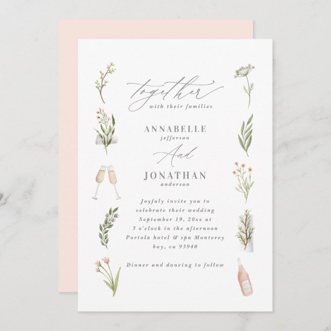 Riqueza bonito floral elegante de flor silvestre (Frente/Verso)