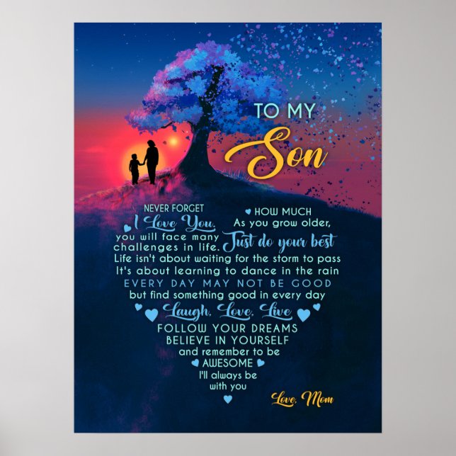 RIR, AMOR, VIVER - PARA MEU FILHO - POSTER DA MÃE (Frente)