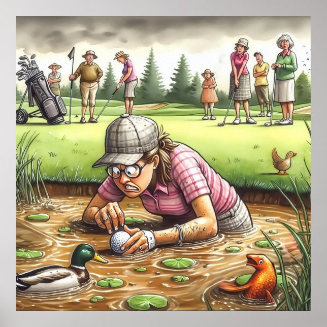 Risco de água - Impressão de arte de golfe (Frente)