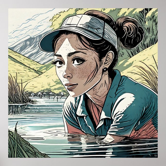 Risco de água - Impressão de arte de golfe (Frente)