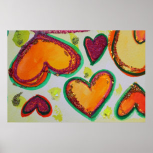 Risos Corações Felizes, Poster de Pintura de Pin