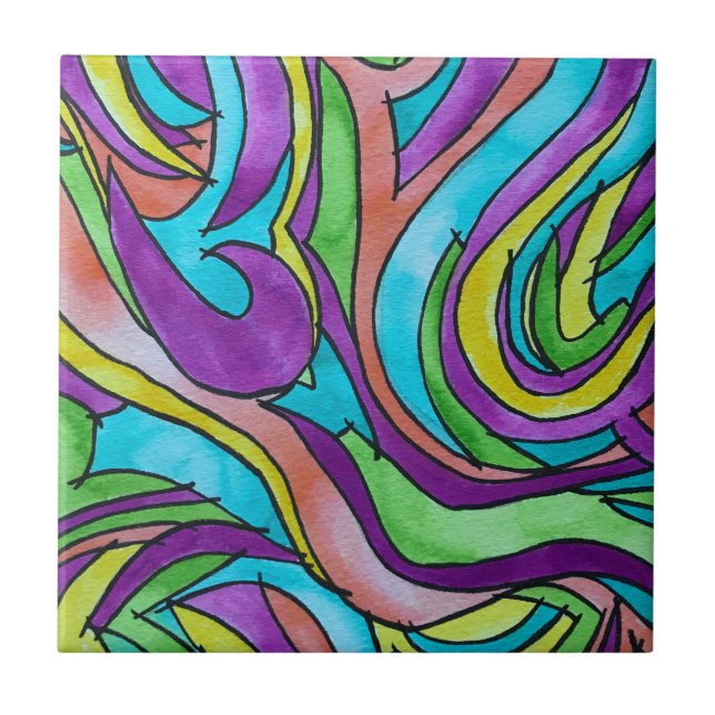 Ritmo de Cor - Arte Abstrata em Aquarela Pintada à (Frente)