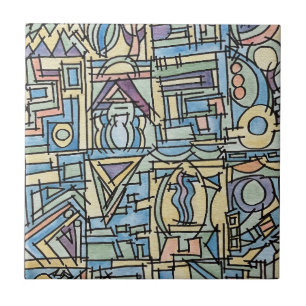 Ritmo Em Azul-Arte Geométrica Moderna em Aquarela
