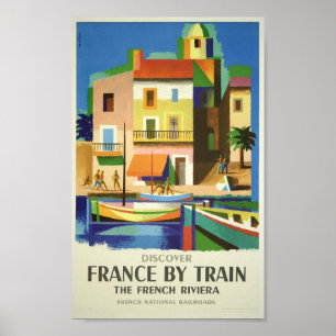 Riviera francês pelo poster de viagens do trem