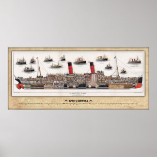 RMS CARONIA (1905) Poster de Perfil Cutaway/Inboar