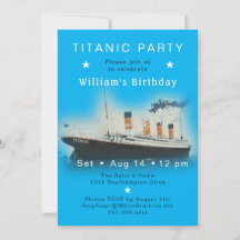 RMS Titanic Blue Birthday Convite