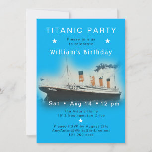RMS Titanic Blue Birthday Convite
