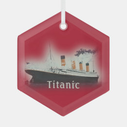 RMS Titanic Red Christmas Glass Ornament