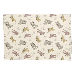 Roaring Art Deco Bi-planes - padrão amarelo vermel