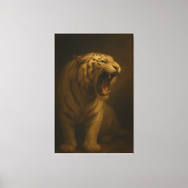 Roaring White Tiger – Fine Art Premium Canvas Prin (Frente)