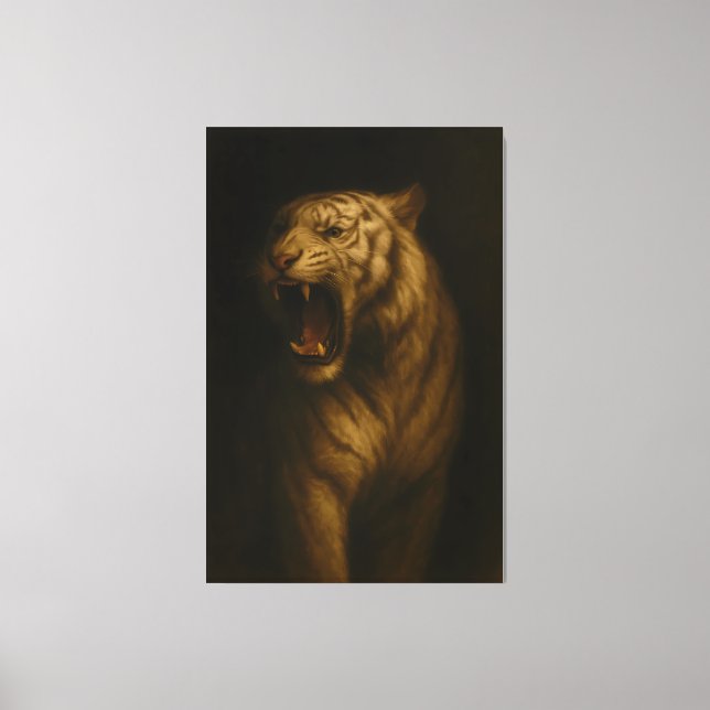 Roaring White Tiger – Fine Art Premium Canvas Prin (Frente)