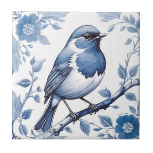 Robin Bird Delft Blue e White Floral