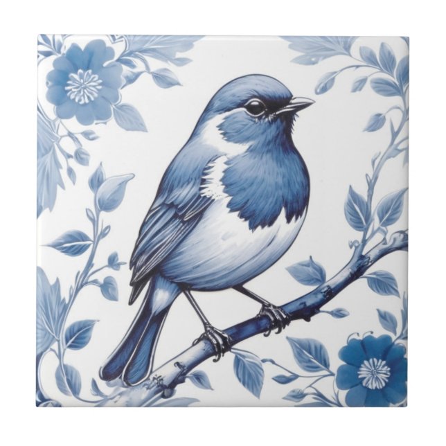 Robin Bird Delft Blue e White Floral (Frente)