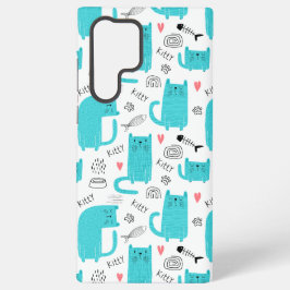 Robin Egg Blue Cute Cat Patterno