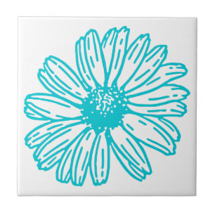 Robin Egg Blue Daisy Impressão, Hippie Flowers