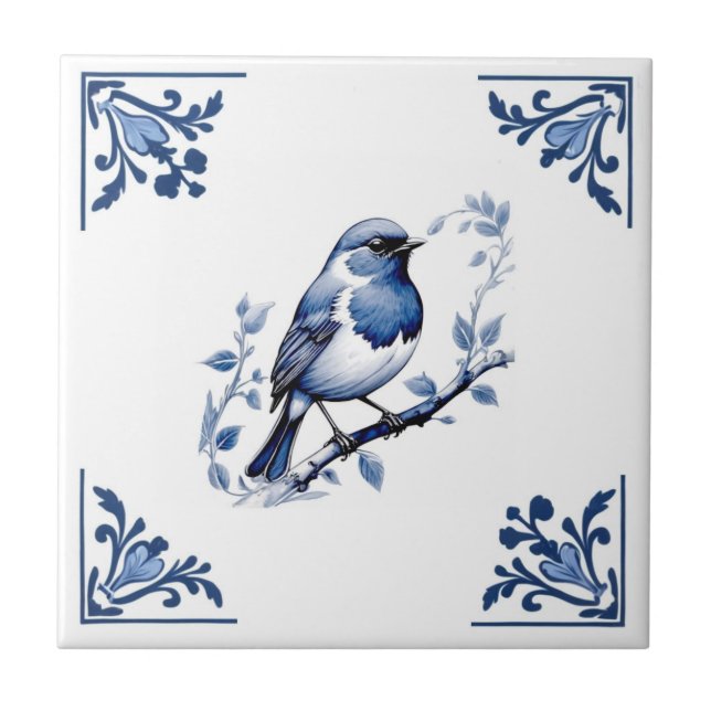 Robin Europeu Bird Delft Blue White Corner (Frente)