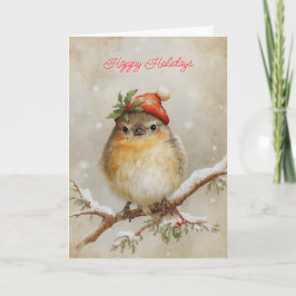 Robin na neve cartão de Natal