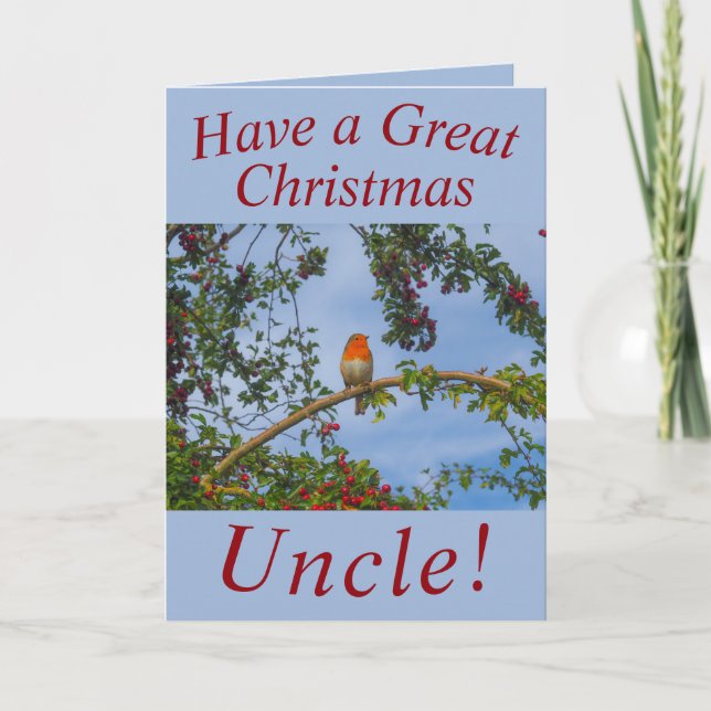 Robin num cartão de Natal da Árvore Hawthorn para  (Frente)