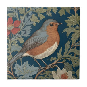 Robin Red Breast Bird William Morris estilo Direit