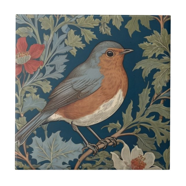 Robin Red Breast Bird William Morris estilo Direit (Frente)