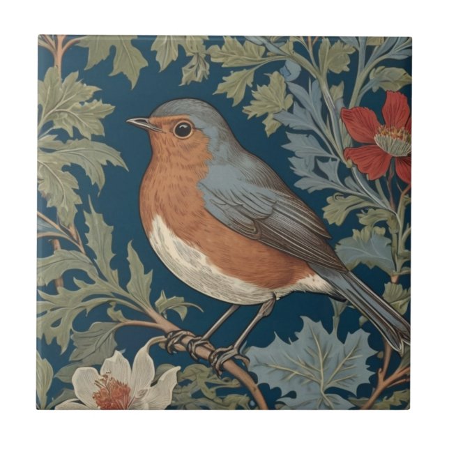 Robin Red Breast Bird William Morris Estilo Esquer (Frente)