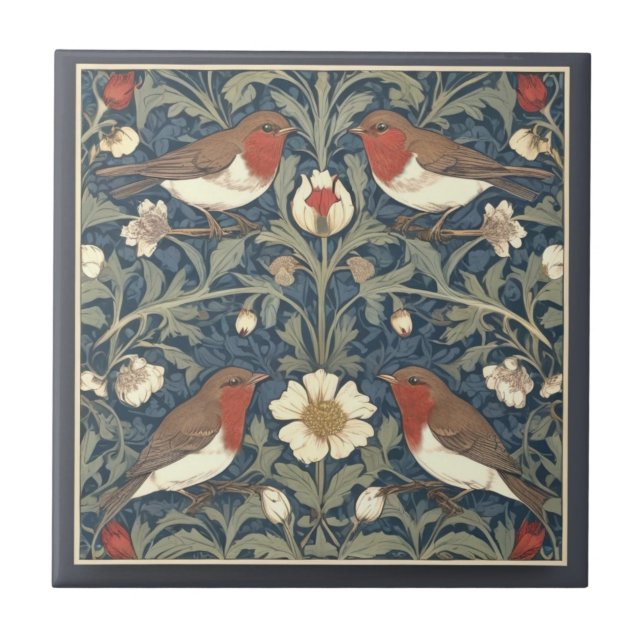 Robin Red Breast Birds William Morris estilo Bird (Frente)