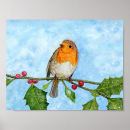 Robin Watercolor Painting ~ Poster