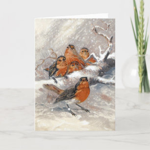 Robins animados Cartão de Natal vitoriano
