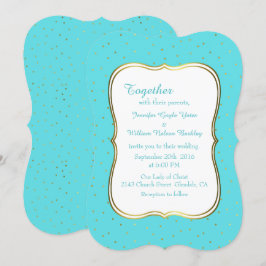 Robins Chic Convite para Casamento Azul e Dourado