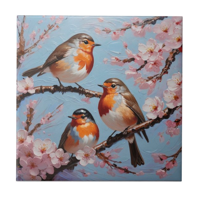 Robins e flores de cereja (Frente)