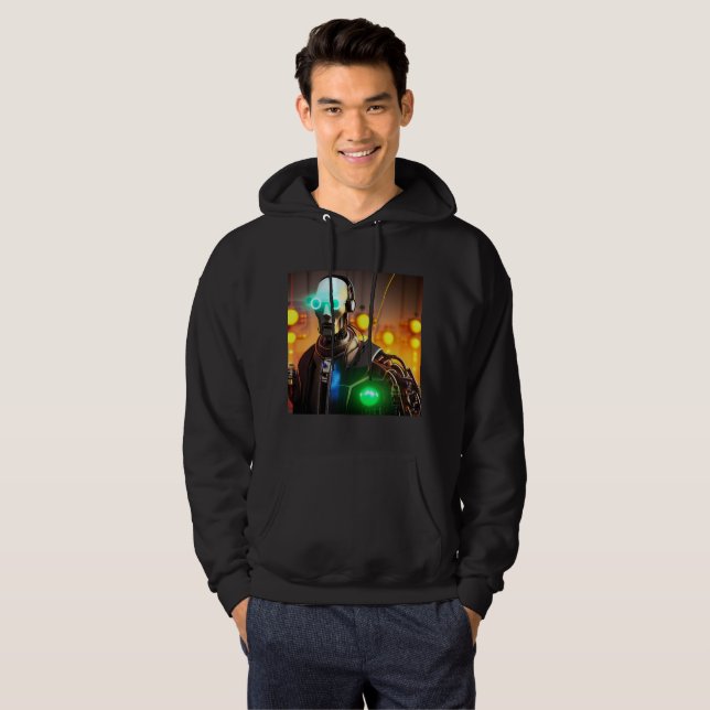 Robô 2 homens camisa de suor de capuz preta (Frente Completa)