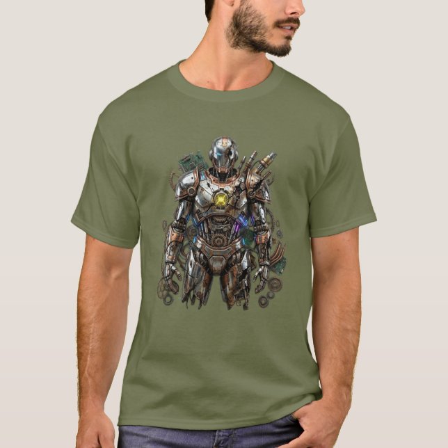 Robô Blindado Futurista – Camiseta de Alta Tecnolo (Frente)