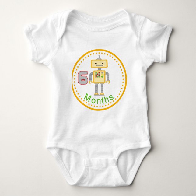 Robô do amarelo da camisa do bebê de 6 meses (Frente)