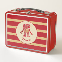 Robô Dourado Vermelho com Monogramas Striped com N