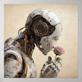Robô e Rosa Solarpunk Poster