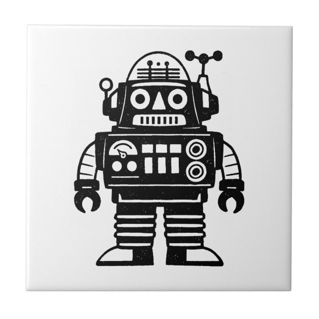 Robô Inspirado no Estilo Retro de Meados do Século (Frente)