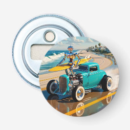 robô vintage com surfboard , na praia