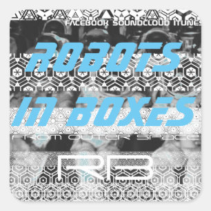 Robôs em etiquetas das caixas