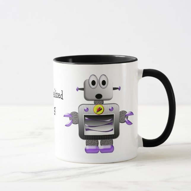 Robôs retros bonitos caneca personalizada (Direita)