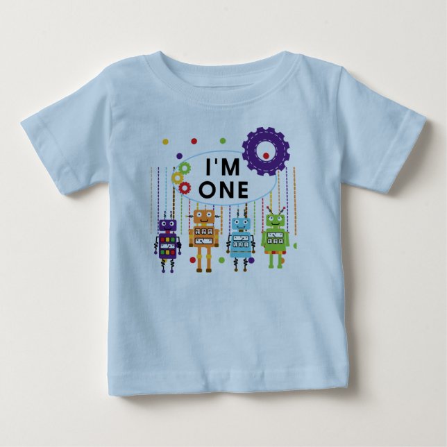 Robot Primeiro Aniversário Camisetas e Presentes (Frente)