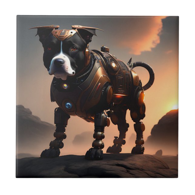Robot Staffordshire Bull Terrier, Azulejo de cerâm (Frente)