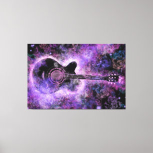 Rocha Guitar Canvas Imprimir Roxo - Pintura